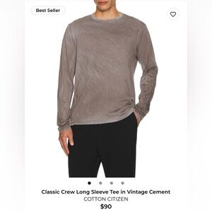 Cotton Citizen men’s Long Sleeve Crew Neck T-Shirt Brown Size L. NWT